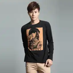 g.carssonslm系列男士秋冬季英伦贴布印花图案三色长袖t恤男装slm002