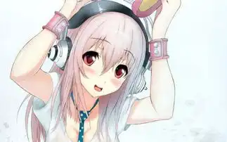 动漫的女生戴耳机在听音乐的意境唯美
