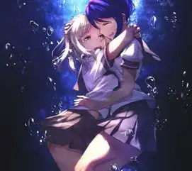 有两个动漫女孩一黑一白穿着水手服,坐着的图片