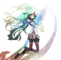 绿色头发的动漫少女图片