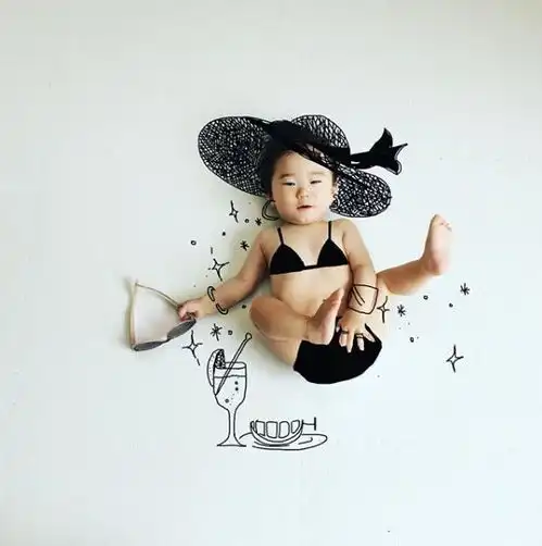 他用画笔给孩子变装哈利波特美少女战士迪士尼公主...莫非这就是俗称的躺赢