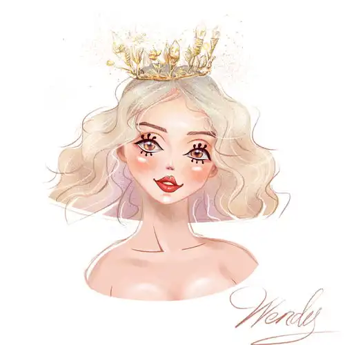 带皇冠的女孩原创插画