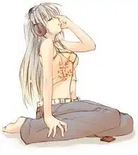 卡通头像银色发型女生可爱萌要正在听歌的