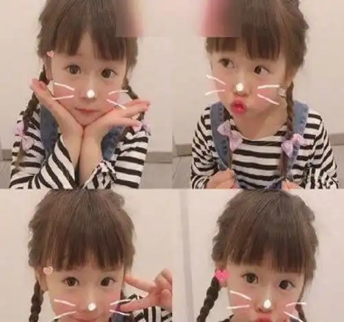 齐刘海萌萝莉发型,小学女孩中长发扎发