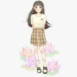 夏日穿搭卡通格子裙女孩插画图片素材其他格式下载动漫人物大全