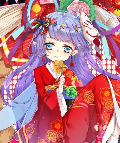 二次元动漫美图欣赏身穿和服,打扮光鲜,非常有气质的动感女生