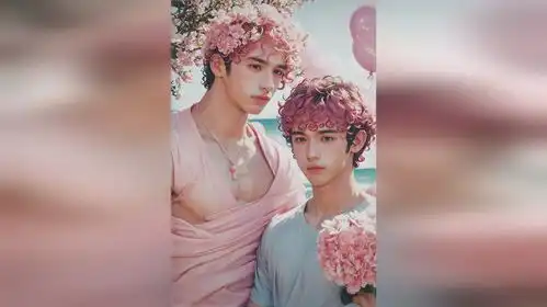 海边的男孩粉色系肌肉帅哥壁纸