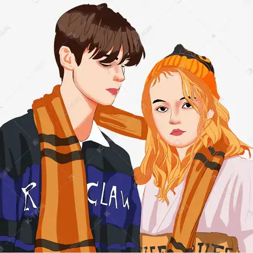 卡通手绘长发女孩服装模特帅气男孩文艺范素材图片免费下载千库网