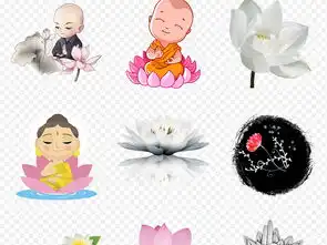 卡通手绘佛教莲花打坐连座海报素材背景图片png