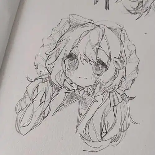 可爱卡哇伊的小女生水彩动漫手绘